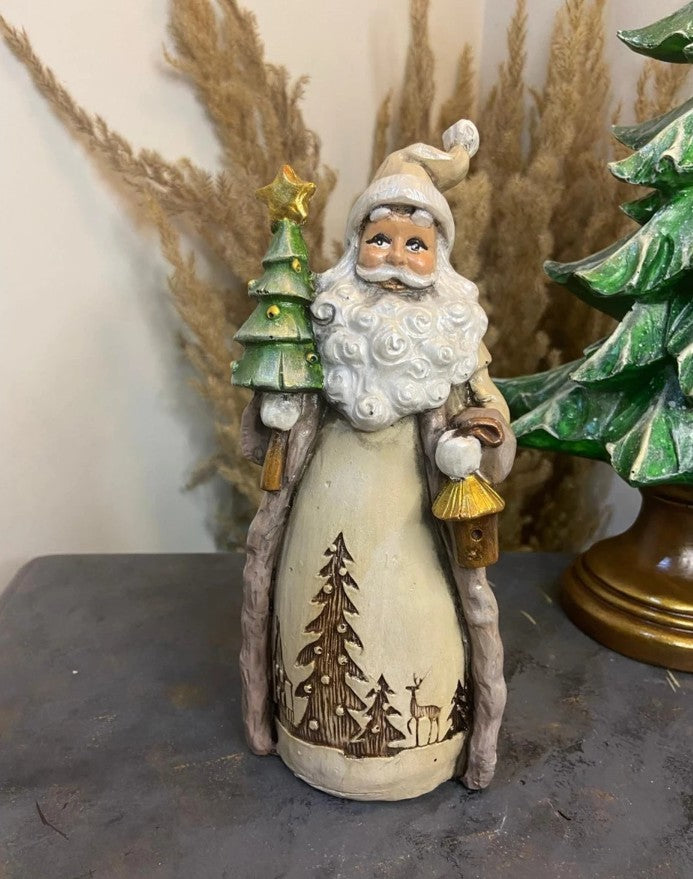 Handmade Santa Claus Decor, Christmas Figurine, Festive Table Accent, Xmas with Tree Statue