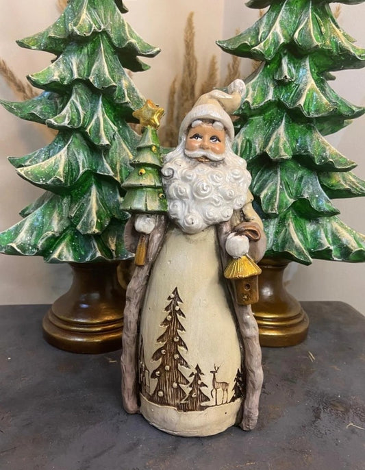 Handmade Santa Claus Decor, Christmas Figurine, Festive Table Accent, Xmas with Tree Statue