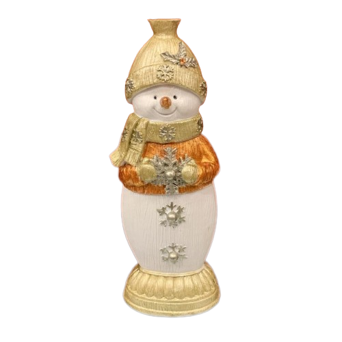 Handmade Snowman Decor, Christmas Snowman Statue, Holiday Table Ornament, Winter Home Sculpture
