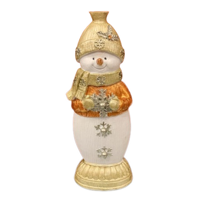 Handmade Snowman Decor, Christmas Snowman Statue, Holiday Table Ornament, Winter Home Sculpture