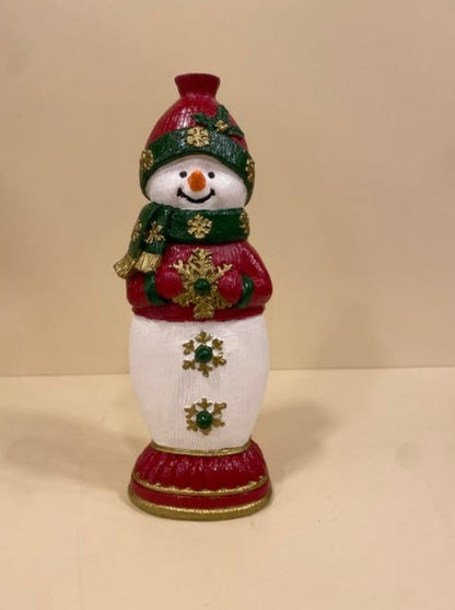Handmade Snowman Decor, Christmas Snowman Statue, Holiday Table Ornament, Winter Home Sculpture