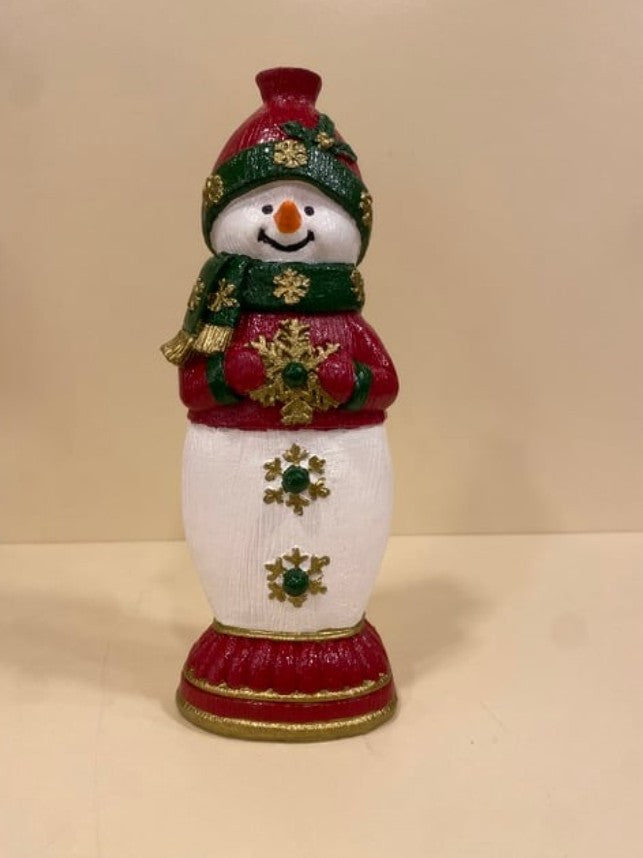 Handmade Snowman Decor, Christmas Snowman Statue, Holiday Table Ornament, Winter Home Sculpture