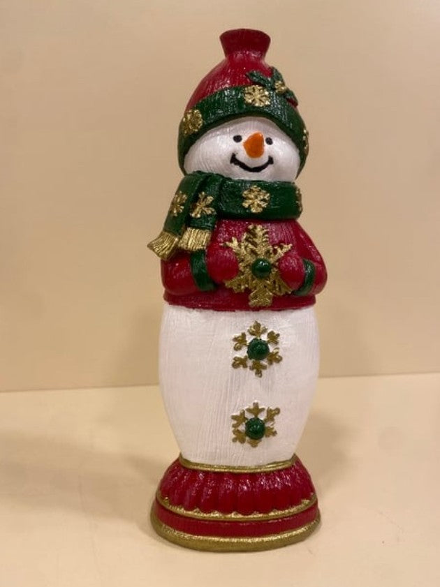 Handmade Snowman Decor, Christmas Snowman Statue, Holiday Table Ornament, Winter Home Sculpture