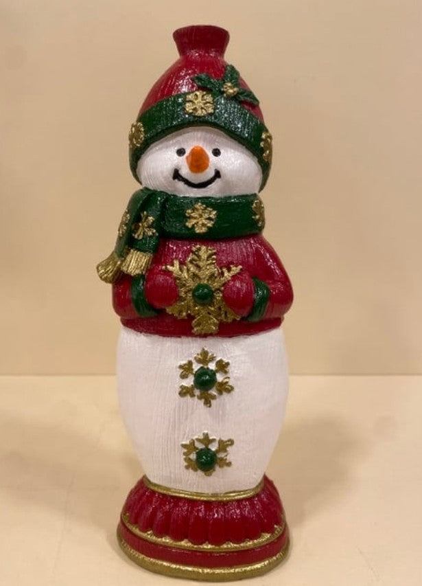 Handmade Snowman Decor, Christmas Snowman Statue, Holiday Table Ornament, Winter Home Sculpture