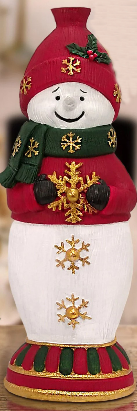 Handmade Snowman Decor, Christmas Snowman Statue, Holiday Table Ornament, Winter Home Sculpture