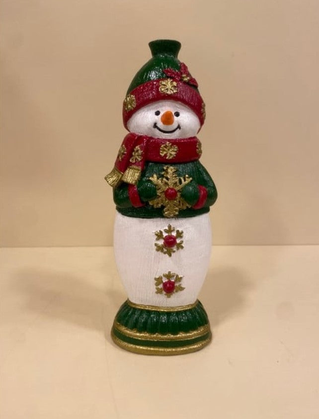 Handmade Snowman Decor, Christmas Snowman Statue, Holiday Table Ornament, Winter Home Sculpture