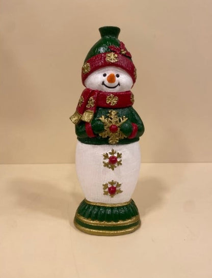 Handmade Snowman Decor, Christmas Snowman Statue, Holiday Table Ornament, Winter Home Sculpture
