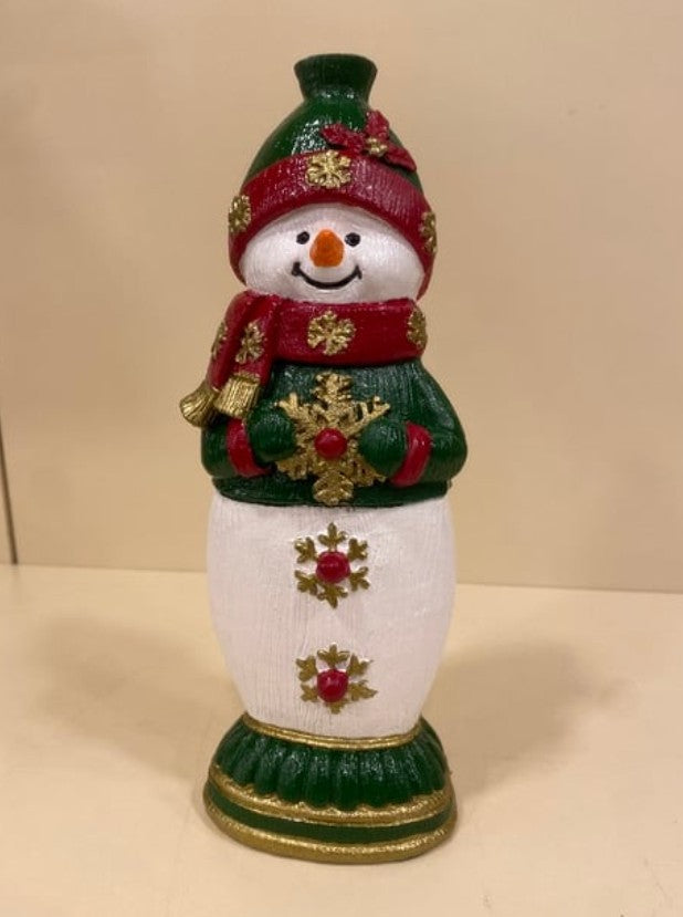 Handmade Snowman Decor, Christmas Snowman Statue, Holiday Table Ornament, Winter Home Sculpture