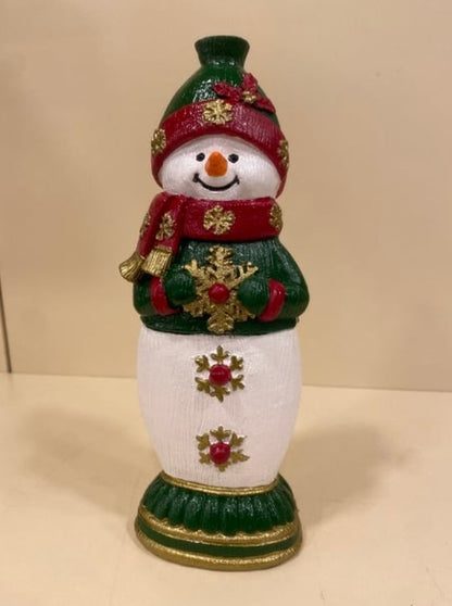 Handmade Snowman Decor, Christmas Snowman Statue, Holiday Table Ornament, Winter Home Sculpture