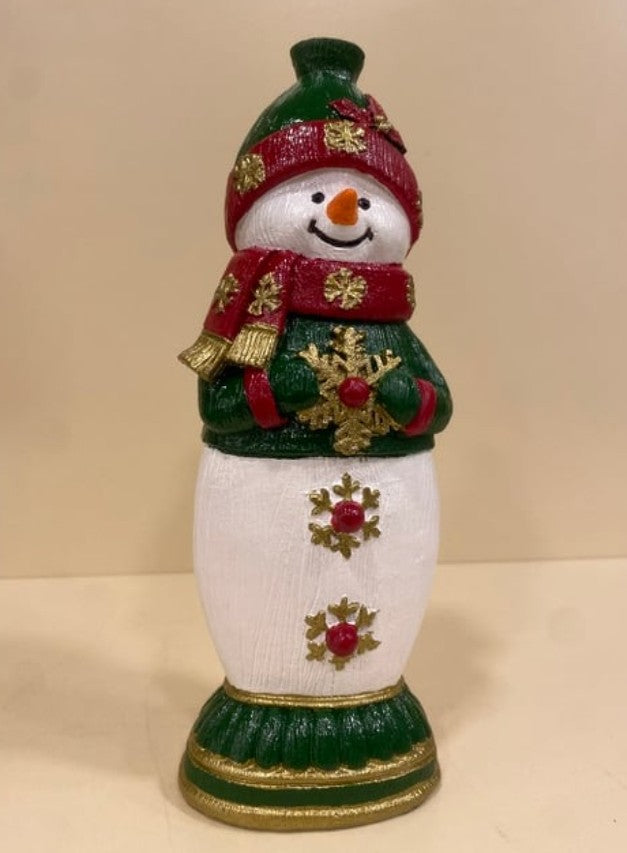 Handmade Snowman Decor, Christmas Snowman Statue, Holiday Table Ornament, Winter Home Sculpture