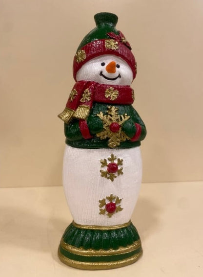 Handmade Snowman Decor, Christmas Snowman Statue, Holiday Table Ornament, Winter Home Sculpture