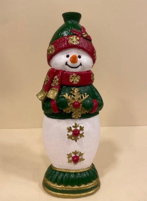 Handmade Snowman Decor, Christmas Snowman Statue, Holiday Table Ornament, Winter Home Sculpture