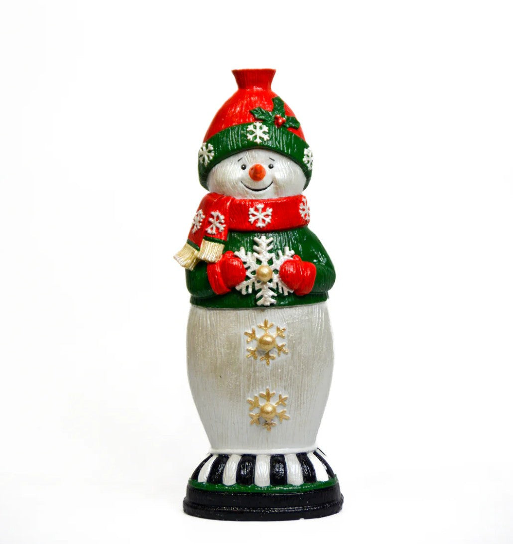 Handmade Snowman Decor, Christmas Snowman Statue, Holiday Table Ornament, Winter Home Sculpture