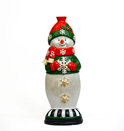 Handmade Snowman Decor, Christmas Snowman Statue, Holiday Table Ornament, Winter Home Sculpture