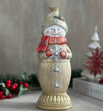 Handmade Snowman Decor, Christmas Snowman Statue, Holiday Table Ornament, Winter Home Sculpture