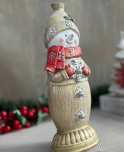 Handmade Snowman Decor, Christmas Snowman Statue, Holiday Table Ornament, Winter Home Sculpture