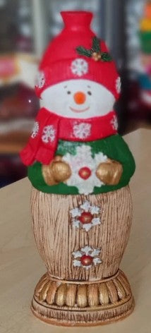 Handmade Snowman Decor, Christmas Snowman Statue, Holiday Table Ornament, Winter Home Sculpture