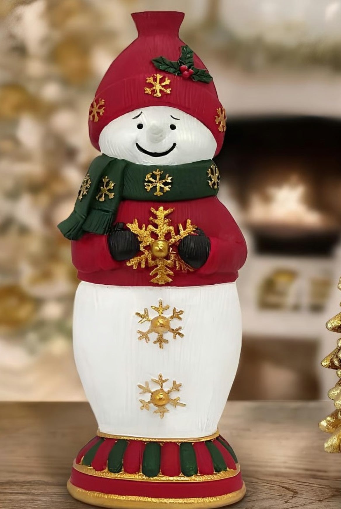Handmade Snowman Decor, Christmas Snowman Statue, Holiday Table Ornament, Winter Home Sculpture
