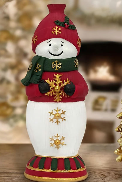 Handmade Snowman Decor, Christmas Snowman Statue, Holiday Table Ornament, Winter Home Sculpture