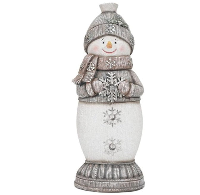 Handmade Snowman Decor, Christmas Snowman Statue, Holiday Table Ornament, Winter Home Sculpture