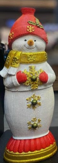 Handmade Snowman Decor, Christmas Snowman Statue, Holiday Table Ornament, Winter Home Sculpture