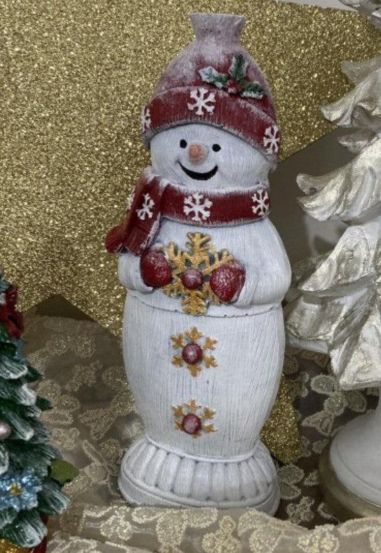 Handmade Snowman Decor, Christmas Snowman Statue, Holiday Table Ornament, Winter Home Sculpture