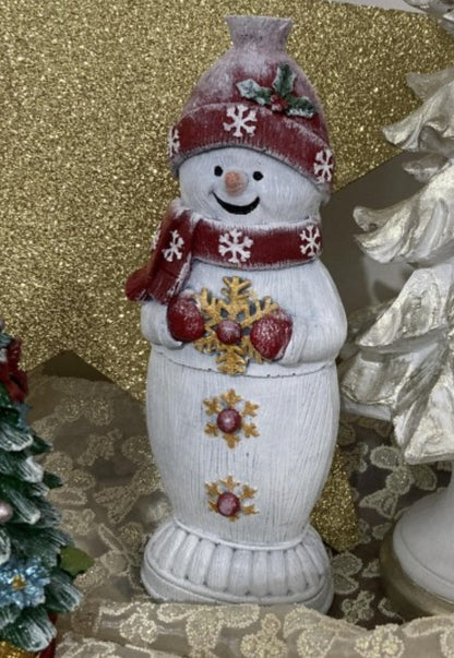 Handmade Snowman Decor, Christmas Snowman Statue, Holiday Table Ornament, Winter Home Sculpture