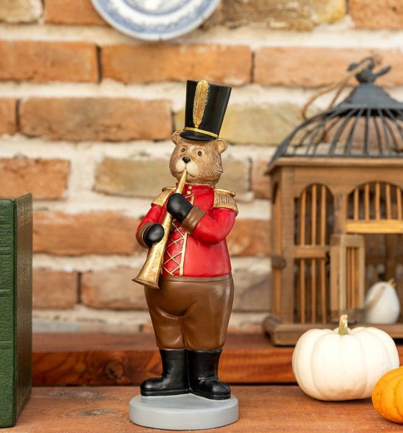 Handmade Saxophone Bear Decor, Christmas Bear Figurine, Holiday Table Ornament