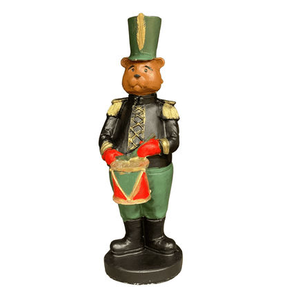 Handmade Drumming Bear Decor, Christmas Bear Figurine, Holiday Table Ornament, Drummer Statue