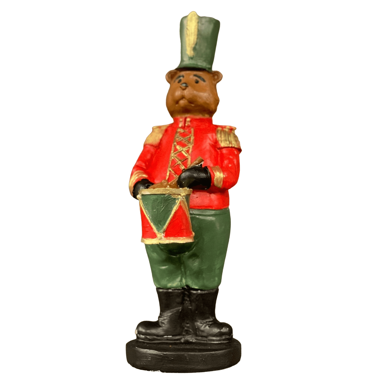 Handmade Drumming Bear Decor, Christmas Bear Figurine, Holiday Table Ornament, Drummer Statue