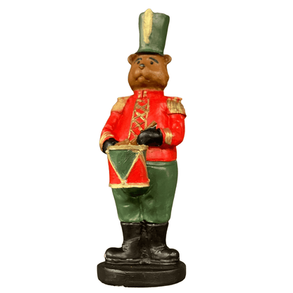 Handmade Drumming Bear Decor, Christmas Bear Figurine, Holiday Table Ornament, Drummer Statue