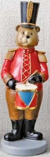 Handmade Drumming Bear Decor, Christmas Bear Figurine, Holiday Table Ornament, Drummer Statue