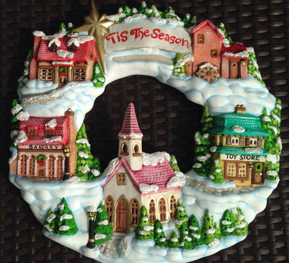 3D Wall Art Decor, Winter Village Sculpture, Holiday Themed Wall Accent, Seasonal Home Decoration