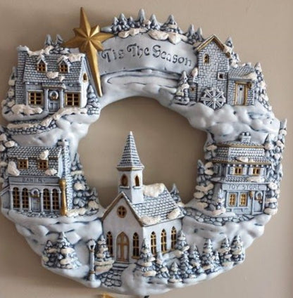 3D Wall Art Decor, Winter Village Sculpture, Holiday Themed Wall Accent, Seasonal Home Decoration