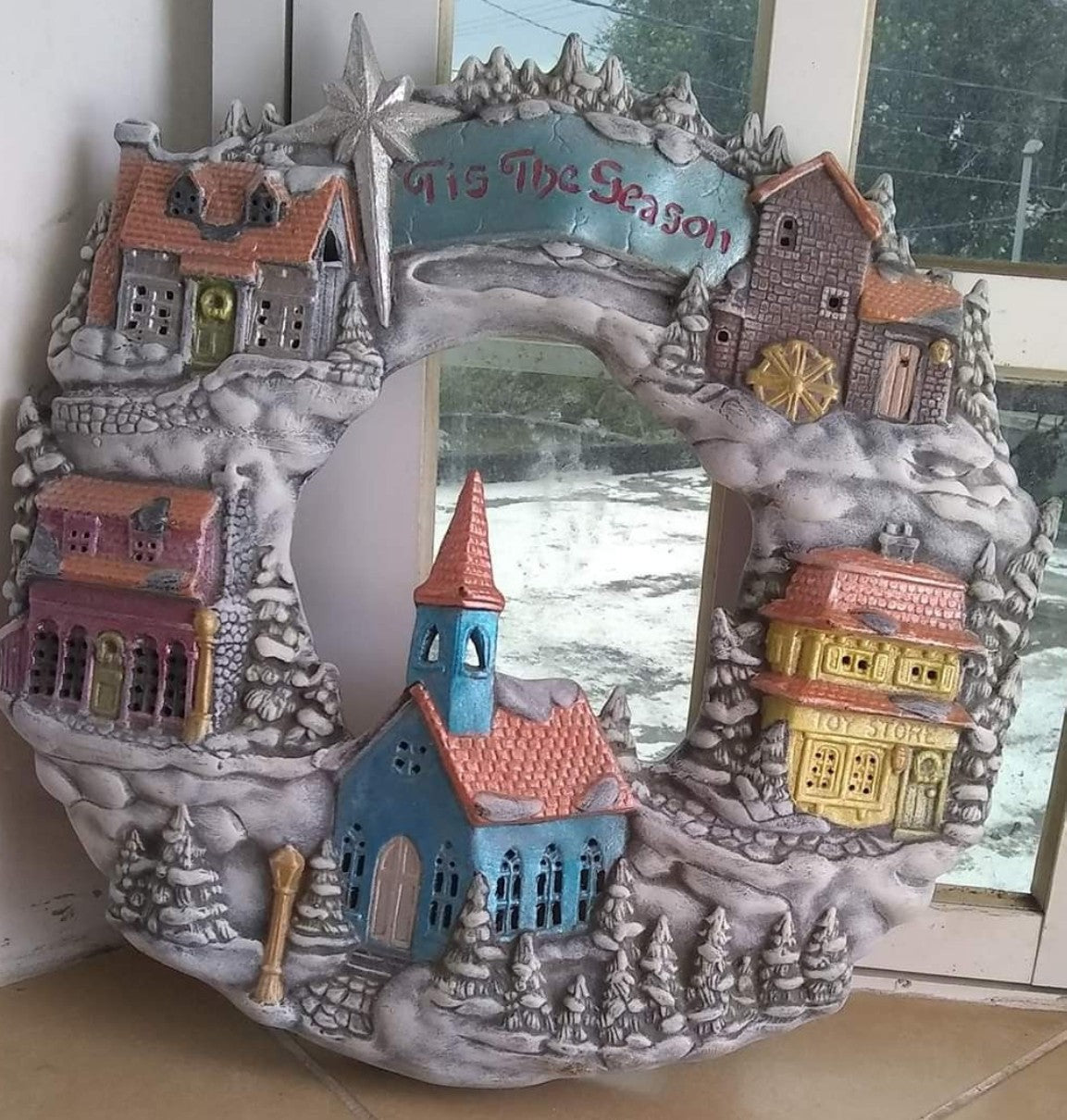 3D Wall Art Decor, Winter Village Sculpture, Holiday Themed Wall Accent, Seasonal Home Decoration