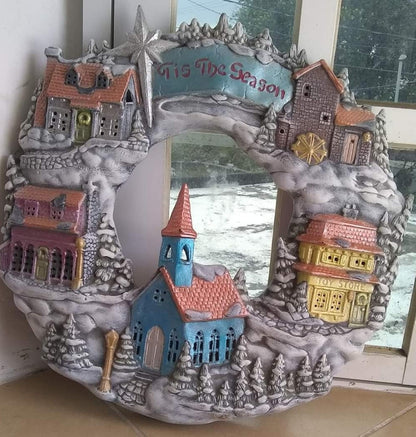 3D Wall Art Decor, Winter Village Sculpture, Holiday Themed Wall Accent, Seasonal Home Decoration