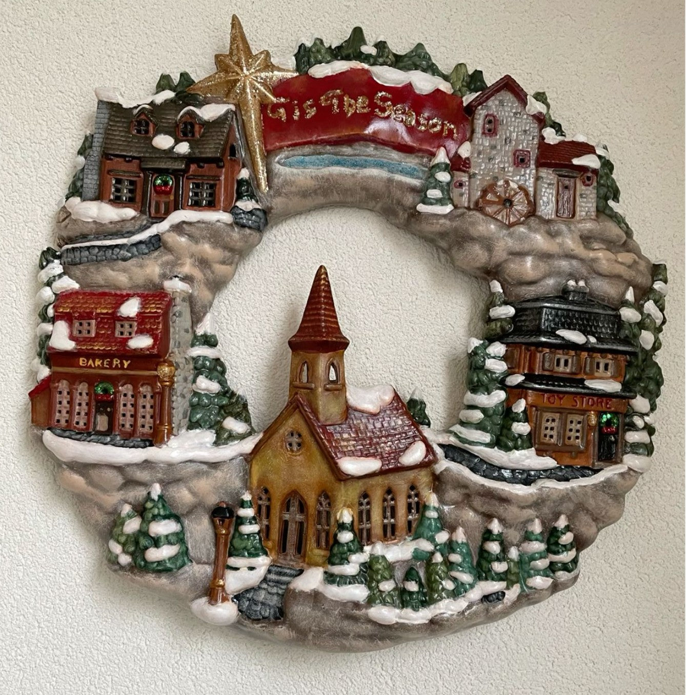 3D Wall Art Decor, Winter Village Sculpture, Holiday Themed Wall Accent, Seasonal Home Decoration