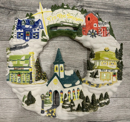 3D Wall Art Decor, Winter Village Sculpture, Holiday Themed Wall Accent, Seasonal Home Decoration