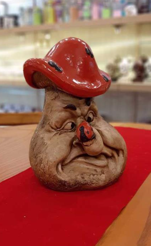 Angry Face Mushroom Statue, Unique Angry Mushroom Garden Statue, Mushroom Gnome Angry Face Statue, Handcrafted Grumpy Mushroom Statue
