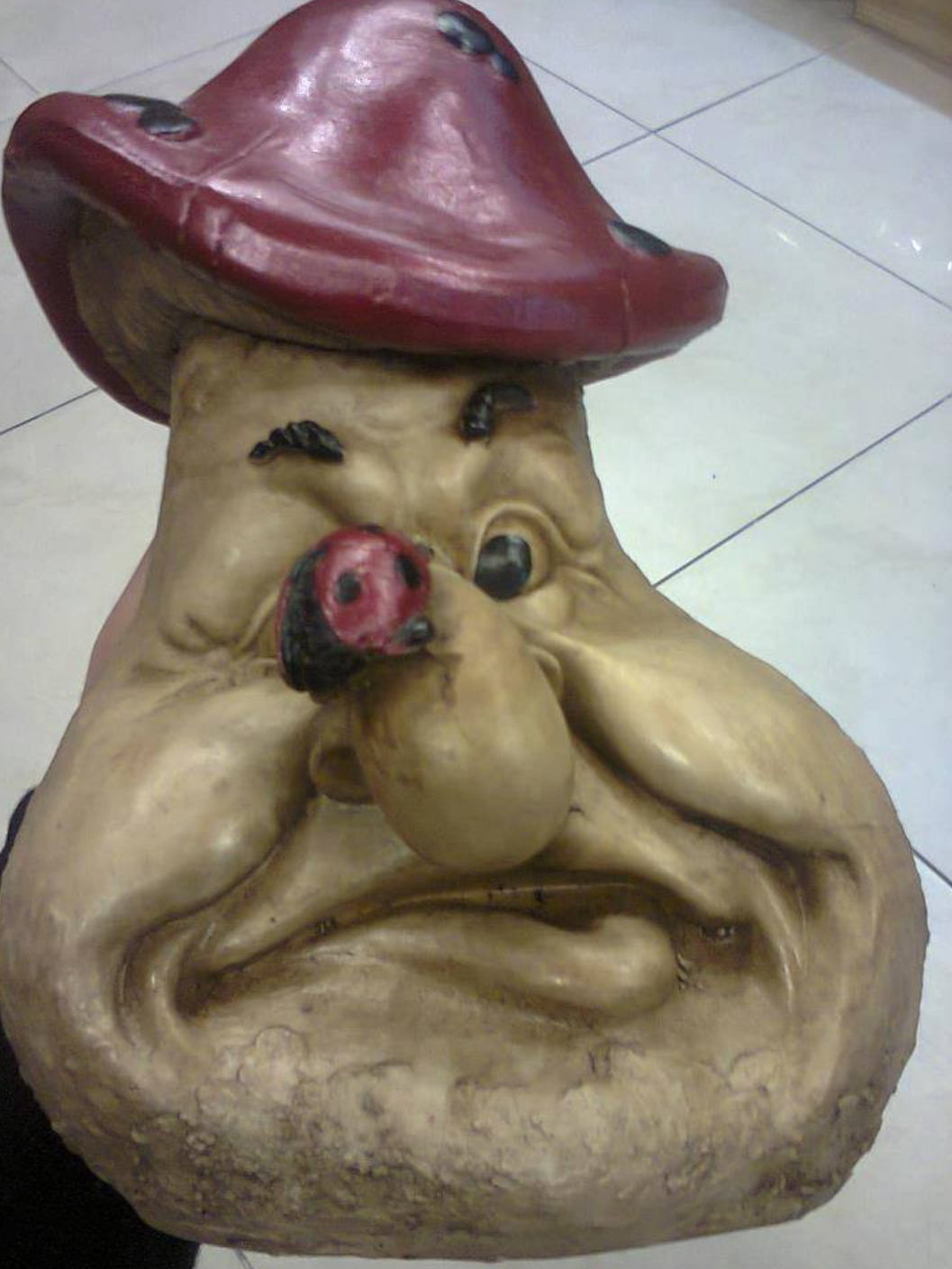 Angry Face Mushroom Statue, Unique Angry Mushroom Garden Statue, Mushroom Gnome Angry Face Statue, Handcrafted Grumpy Mushroom Statue