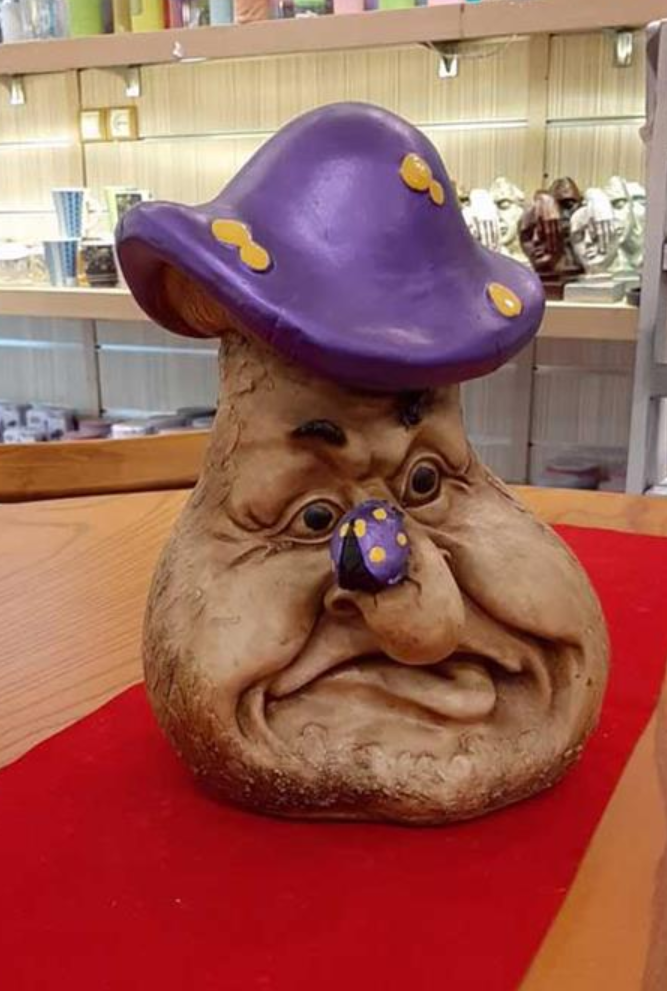 Angry Face Mushroom Statue, Unique Angry Mushroom Garden Statue, Mushroom Gnome Angry Face Statue, Handcrafted Grumpy Mushroom Statue