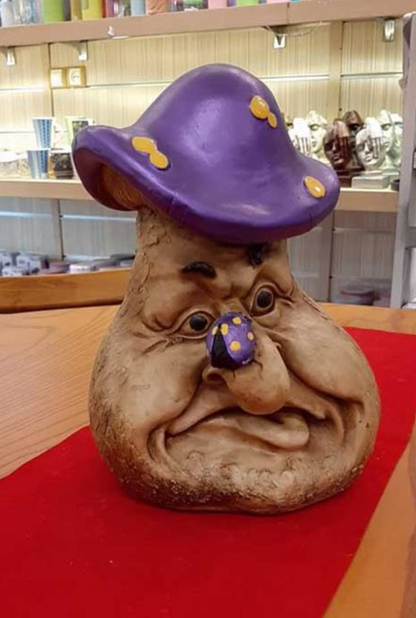 Angry Face Mushroom Statue, Unique Angry Mushroom Garden Statue, Mushroom Gnome Angry Face Statue, Handcrafted Grumpy Mushroom Statue