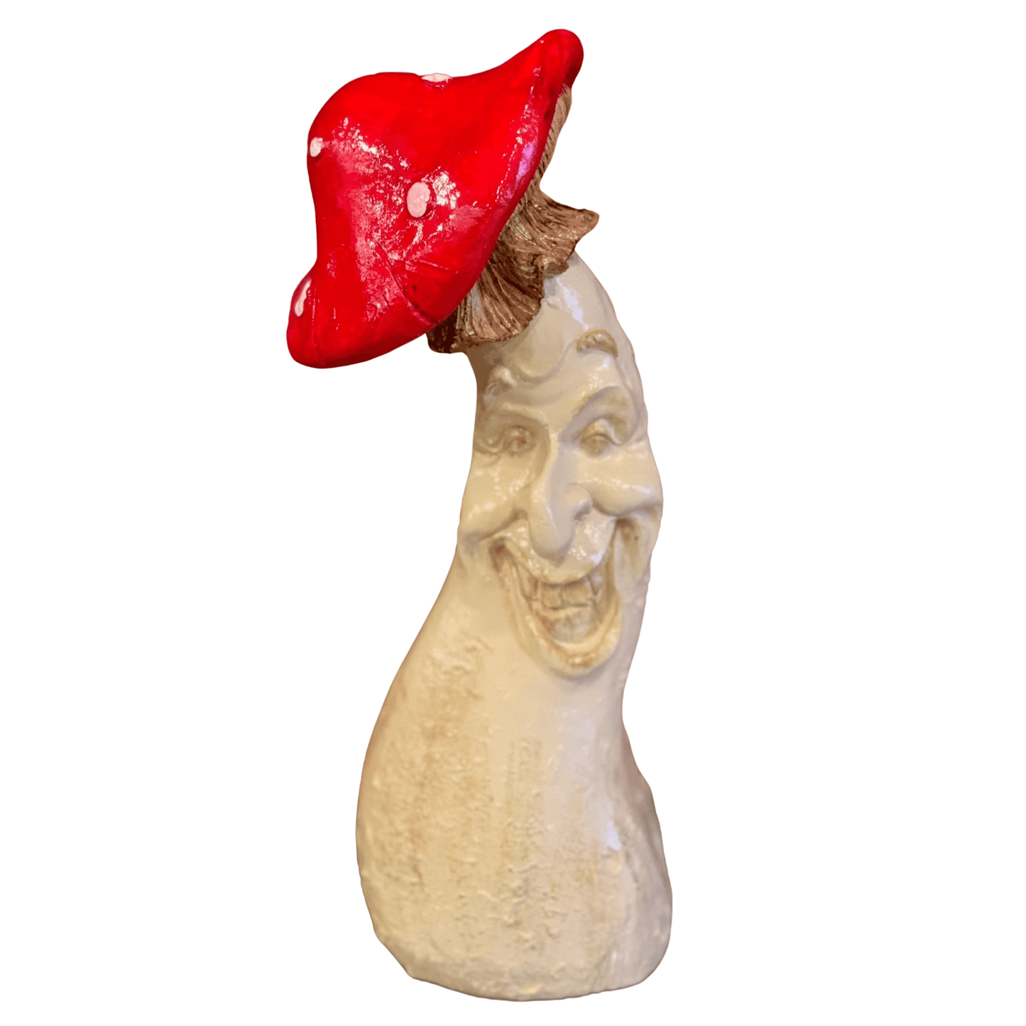 Funny Smiling Mushroom Statue, Mushroom Figurine with Big Smile, Polyester Smiling Mushroom Statue, Large Smiling Mushroom Sculpture