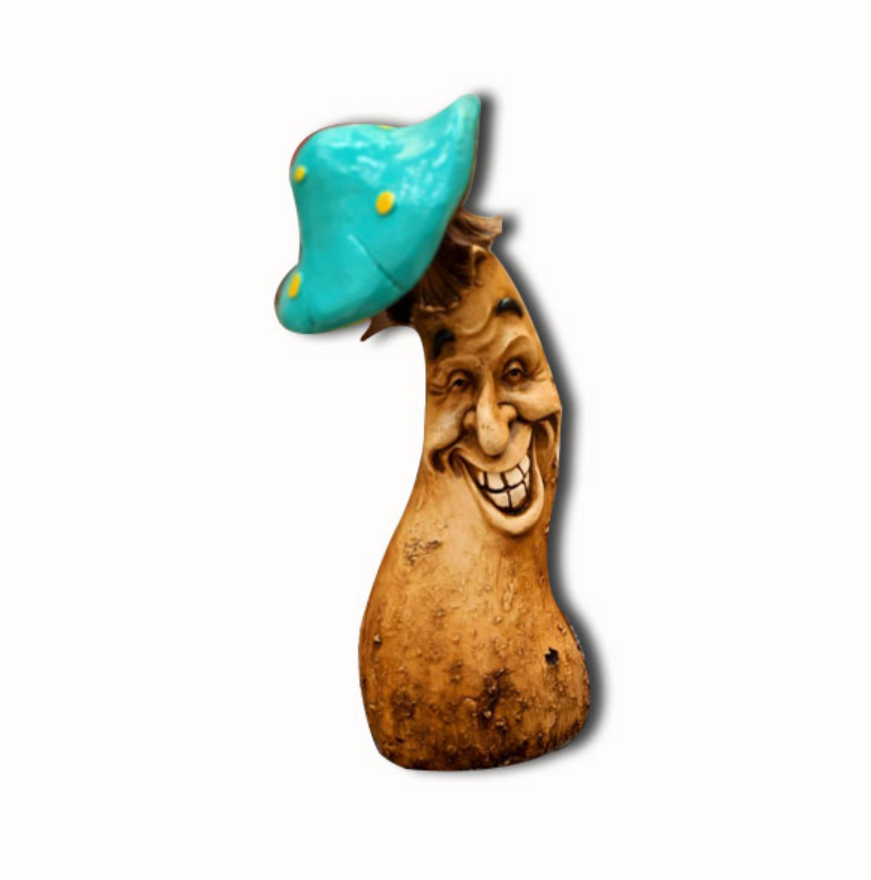 Funny Smiling Mushroom Statue, Mushroom Figurine with Big Smile, Polyester Smiling Mushroom Statue, Large Smiling Mushroom Sculpture