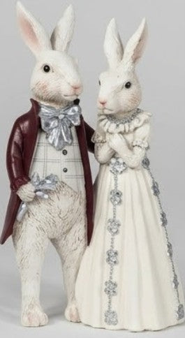 Vintage Rabbit Couple Wedding Figurine, Elegant Bunny Bride and Groom – Padar Home Design