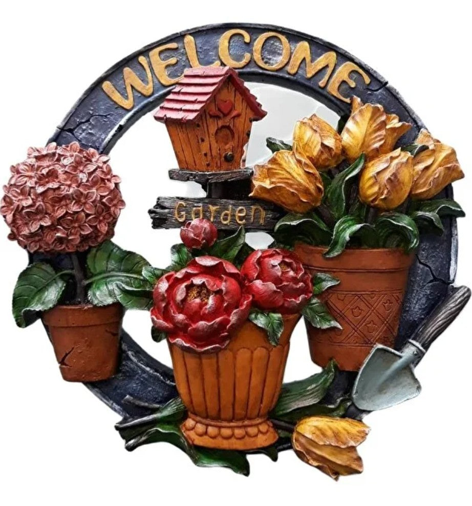 3D Welcome Door Hanging, Handmade Welcome Sign, 3D Floral Door Decoration, Handmade Garden Welcome Plaque, Front Door Art, Welcome Wall Art