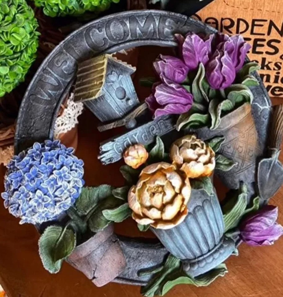 3D Welcome Door Hanging, Handmade Welcome Sign, 3D Floral Door Decoration, Handmade Garden Welcome Plaque, Front Door Art, Welcome Wall Art