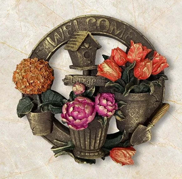 3D Welcome Door Hanging, Handmade Welcome Sign, 3D Floral Door Decoration, Handmade Garden Welcome Plaque, Front Door Art, Welcome Wall Art