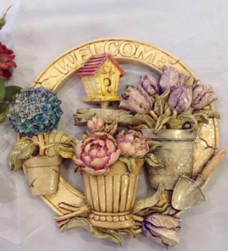 3D Welcome Door Hanging, Handmade Welcome Sign, 3D Floral Door Decoration, Handmade Garden Welcome Plaque, Front Door Art, Welcome Wall Art