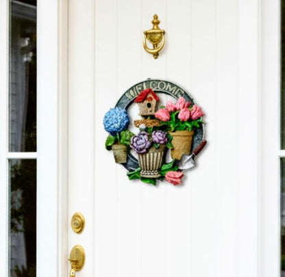 3D Welcome Door Hanging, Handmade Welcome Sign, 3D Floral Door Decoration, Handmade Garden Welcome Plaque, Front Door Art, Welcome Wall Art